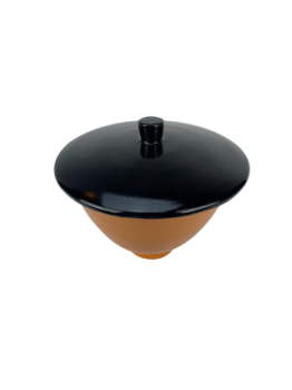 Preview: Kleine Bambus Schüssel orange mit Deckel